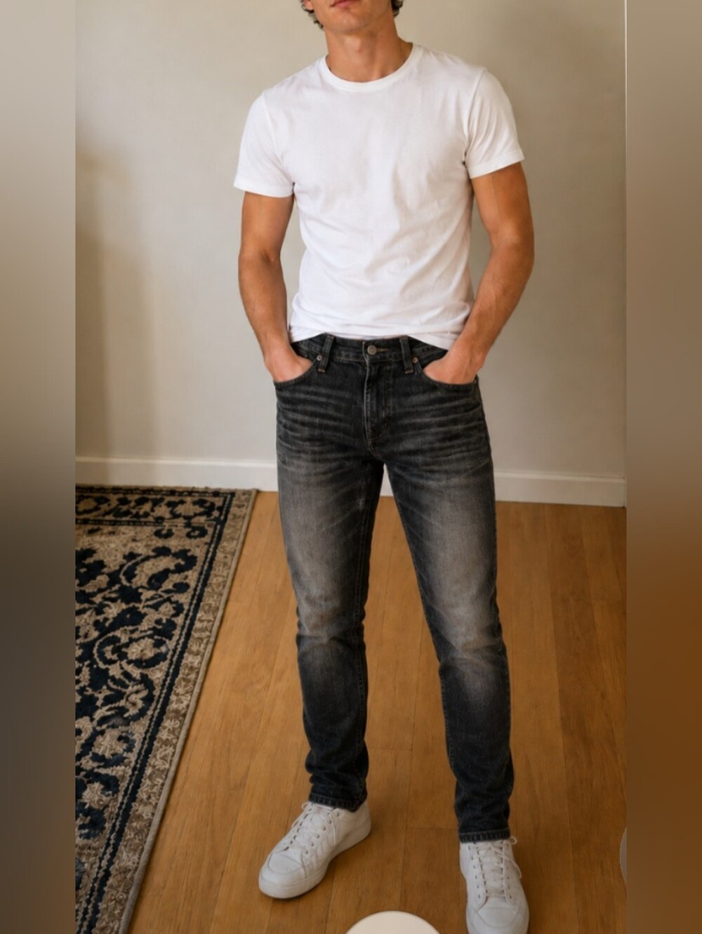 Mens American Eagle Original Slim Straight Faded Black Jeans,  Sz 30/30